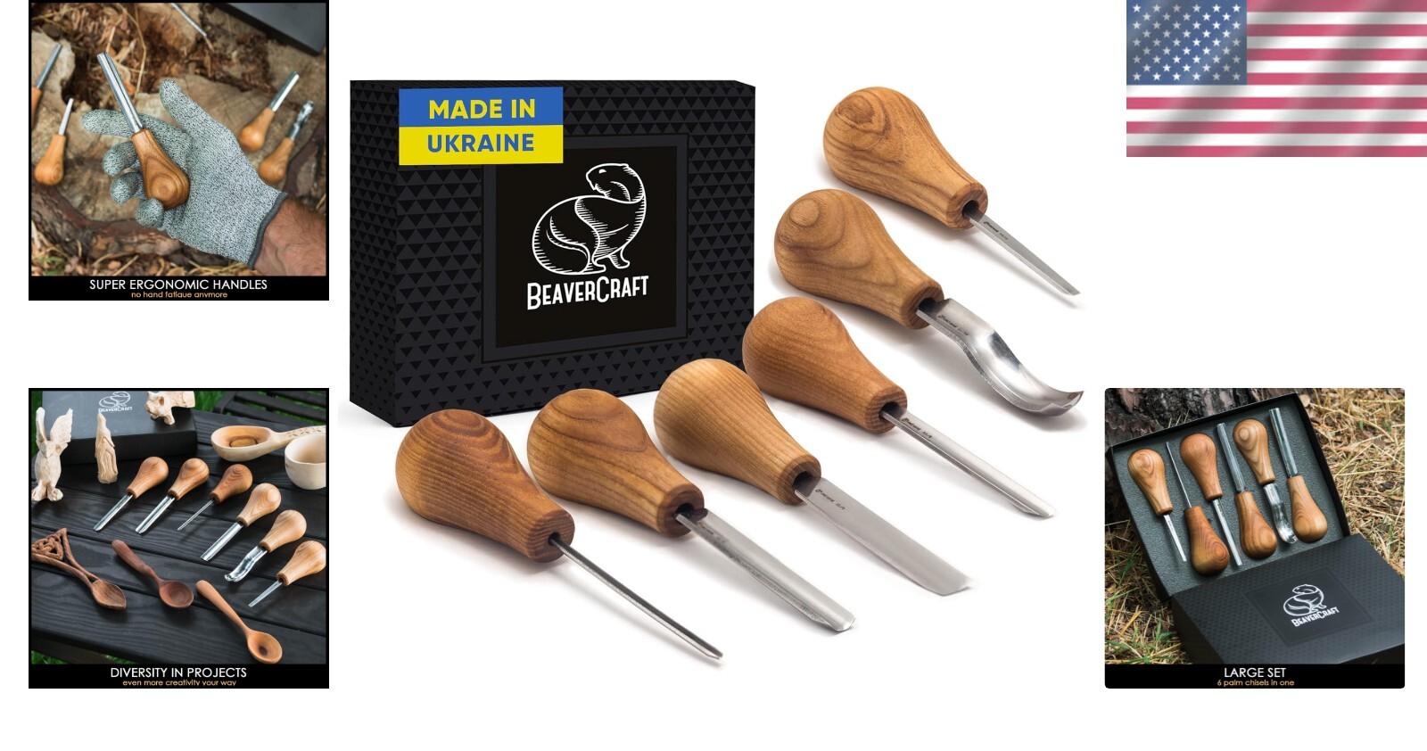 Complete Wood Carving Kit: Palm Gouges, Chisels & V-tools for Masterpieces-