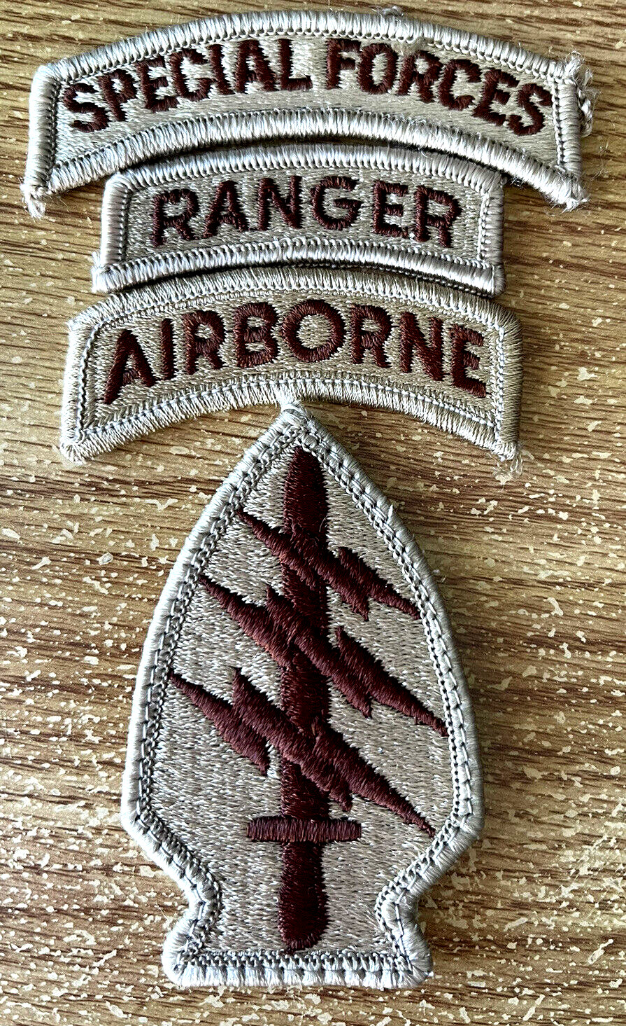 US Army Special Forces Group Airborne SFGA SF Ranger Top Desert DCU Khaki Patch