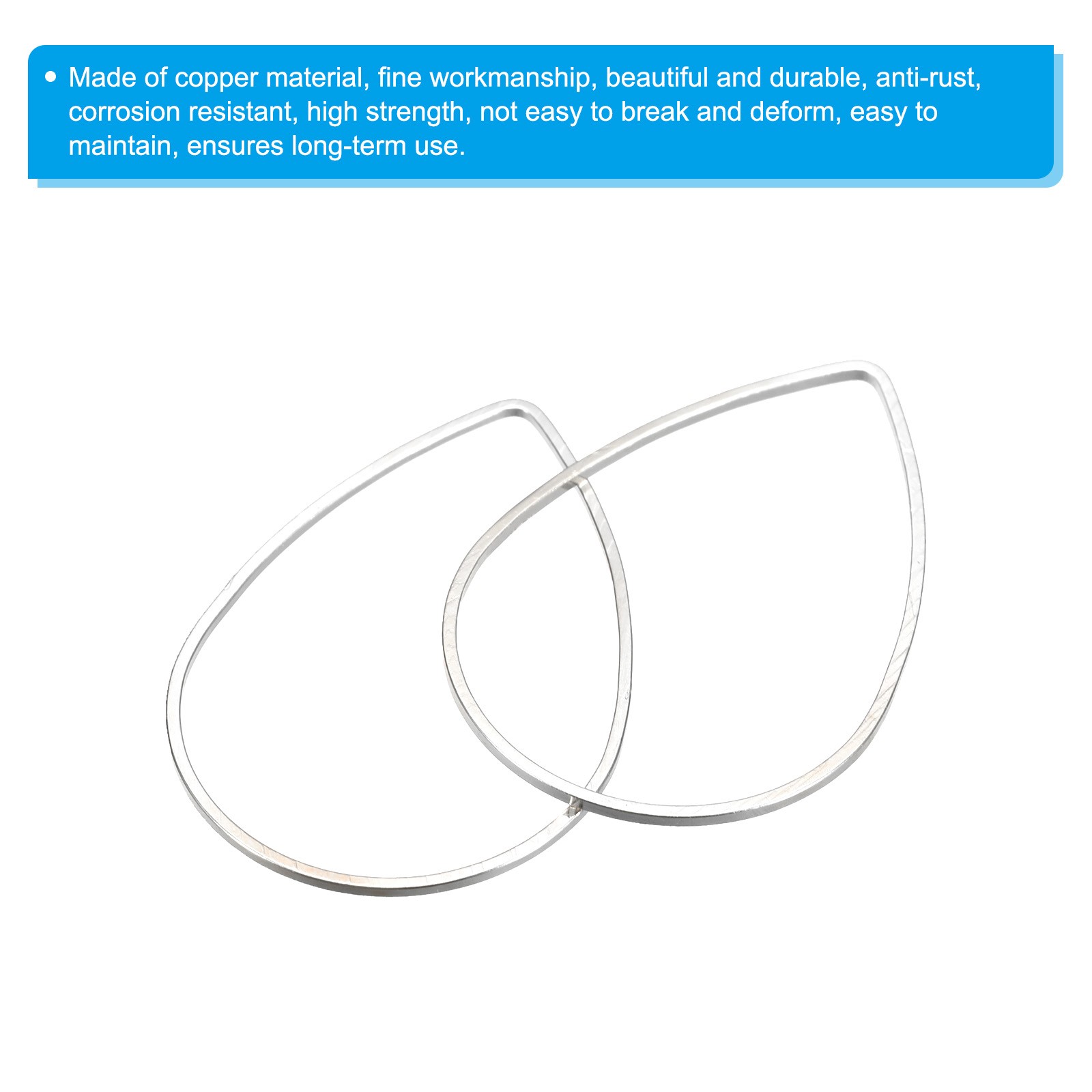 30pcs Earrings Beading Hoop 1.3x0.9" Teardrop Finding Ring Silver