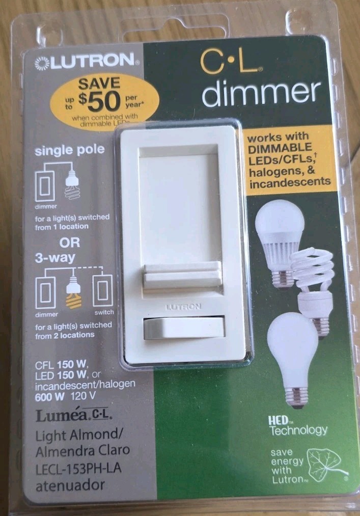 Lutron LECL-153PH-LA Electrical Distribution Switcher Single Or 3 Way Dimmer