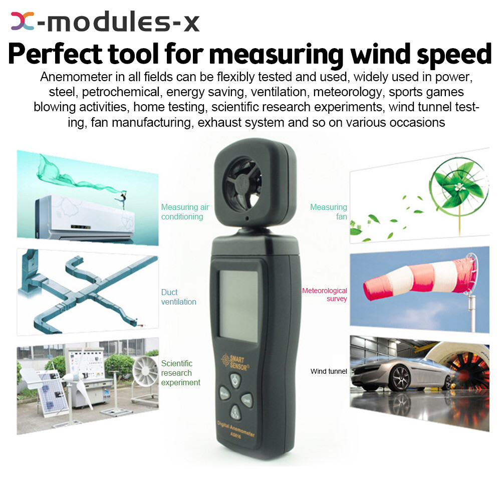 AS816 Anemograph Air Flow Meter Anemometer Handheld Digital Wind Speed Measure