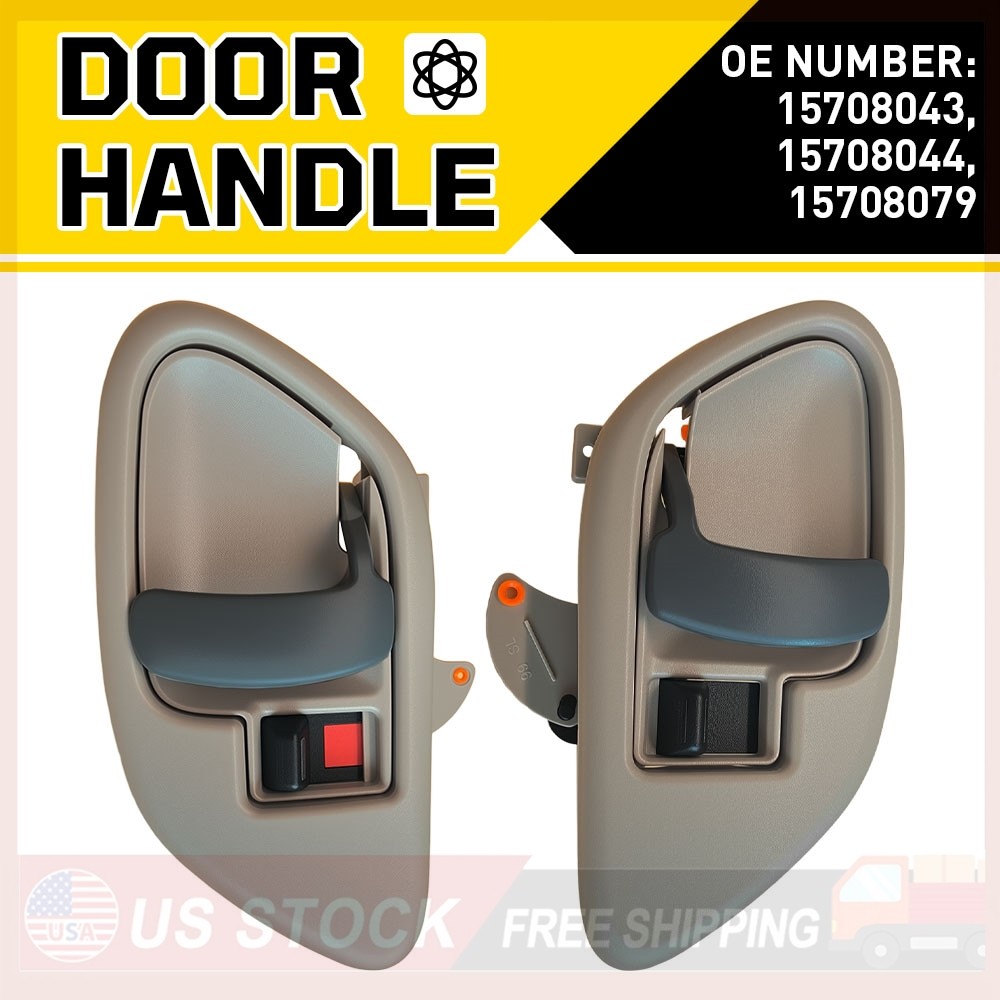 2x Beige Interior Inside Door Handle w/Bezel For Chevy Tahoe GMC Yukon C/K Truck
