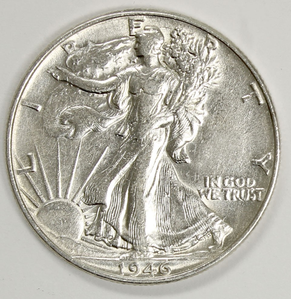 1946 BU Walking Liberty Half Dollar 50C - 90% silver - Brilliant Uncirculated