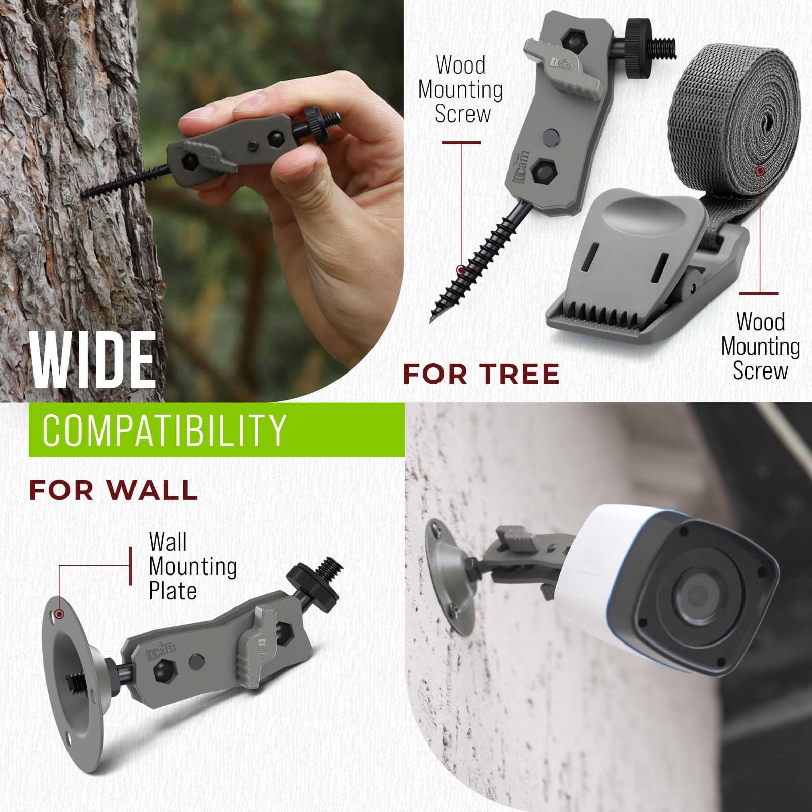 6 Pack Trail Camera Mount Kit - 3 Metal Mounts & 3 Straps, 360° Adjustable for H