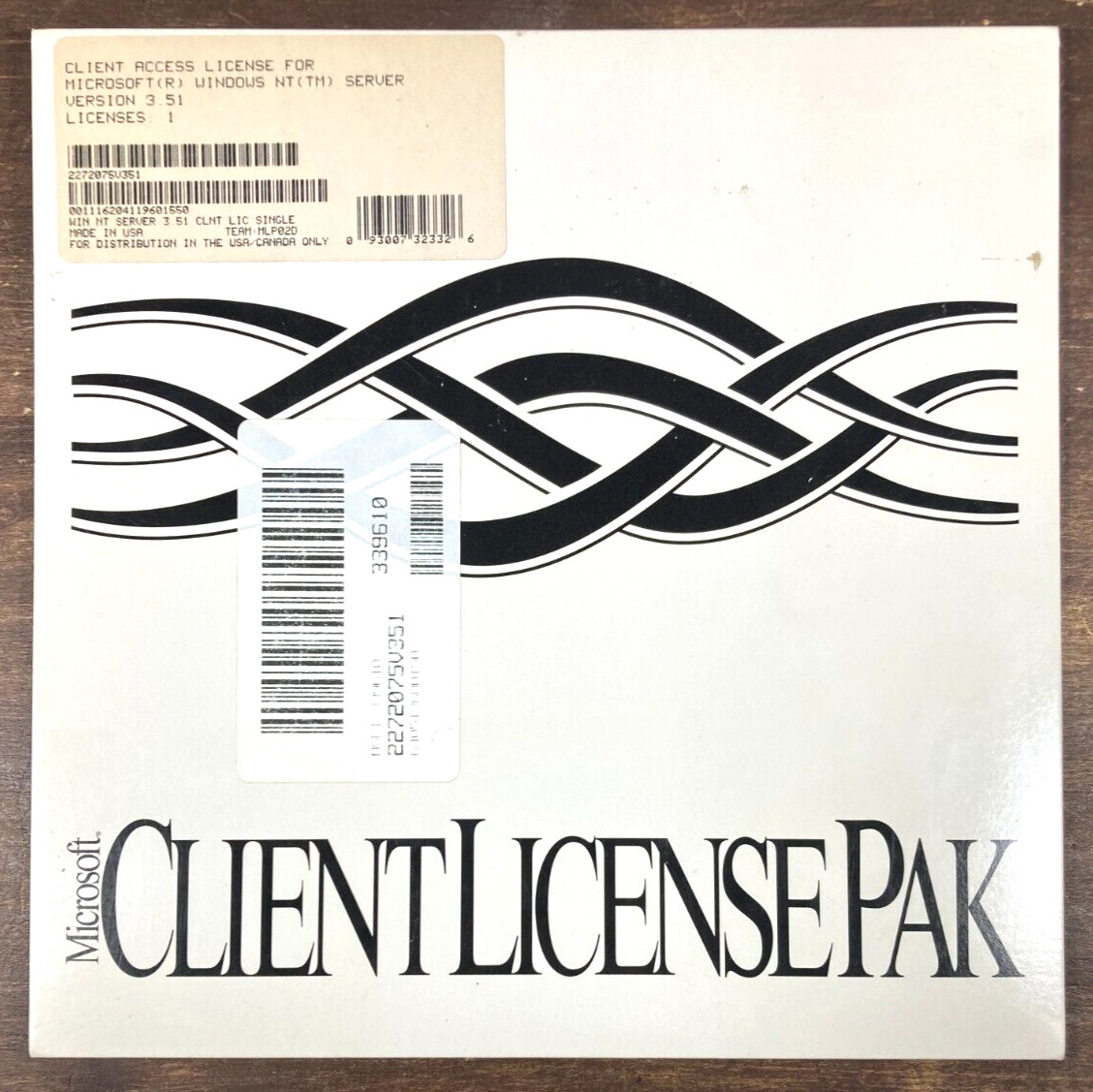 Microsoft Client License Pak Only No Media Windows NT Server Version 3.51 Sealed
