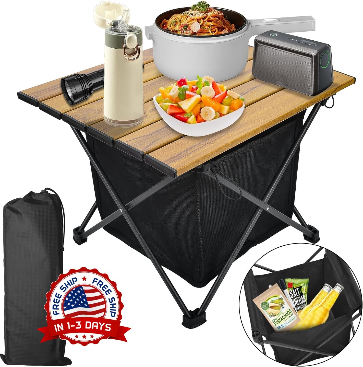 Mesa de camping portátil plegable ultraligera compacta mesa auxiliar naturaleza