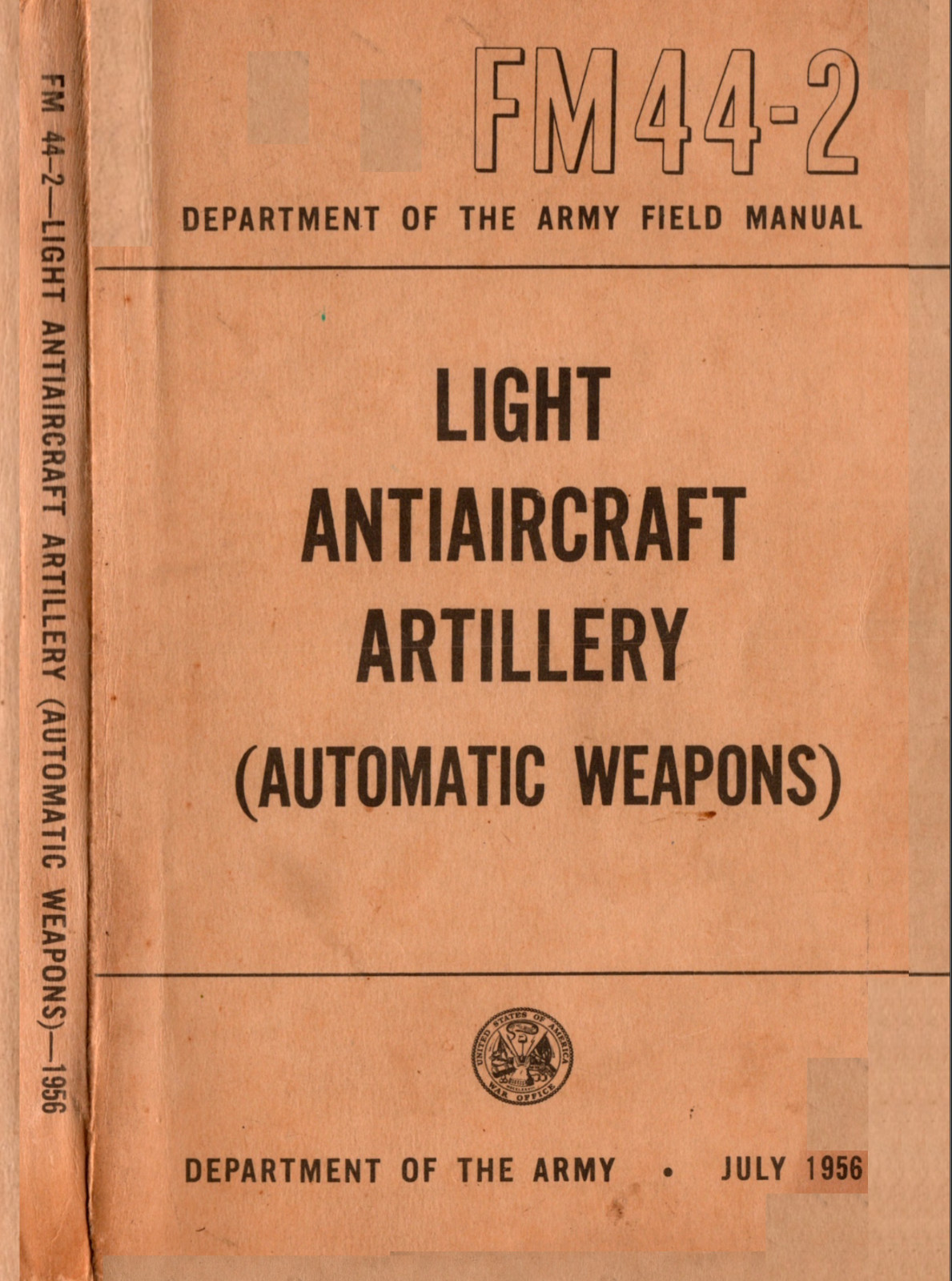 212 Page 1956 FM 44-2 LIGHT ANTIAIRCRAFT ARTILLERY AAA M42 M55 Manual on Data CD