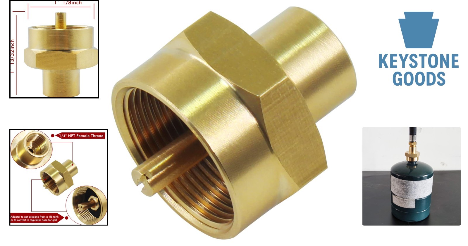 1Lb Brass Propane Refill Adapter with 1/4" NPT Female Thread