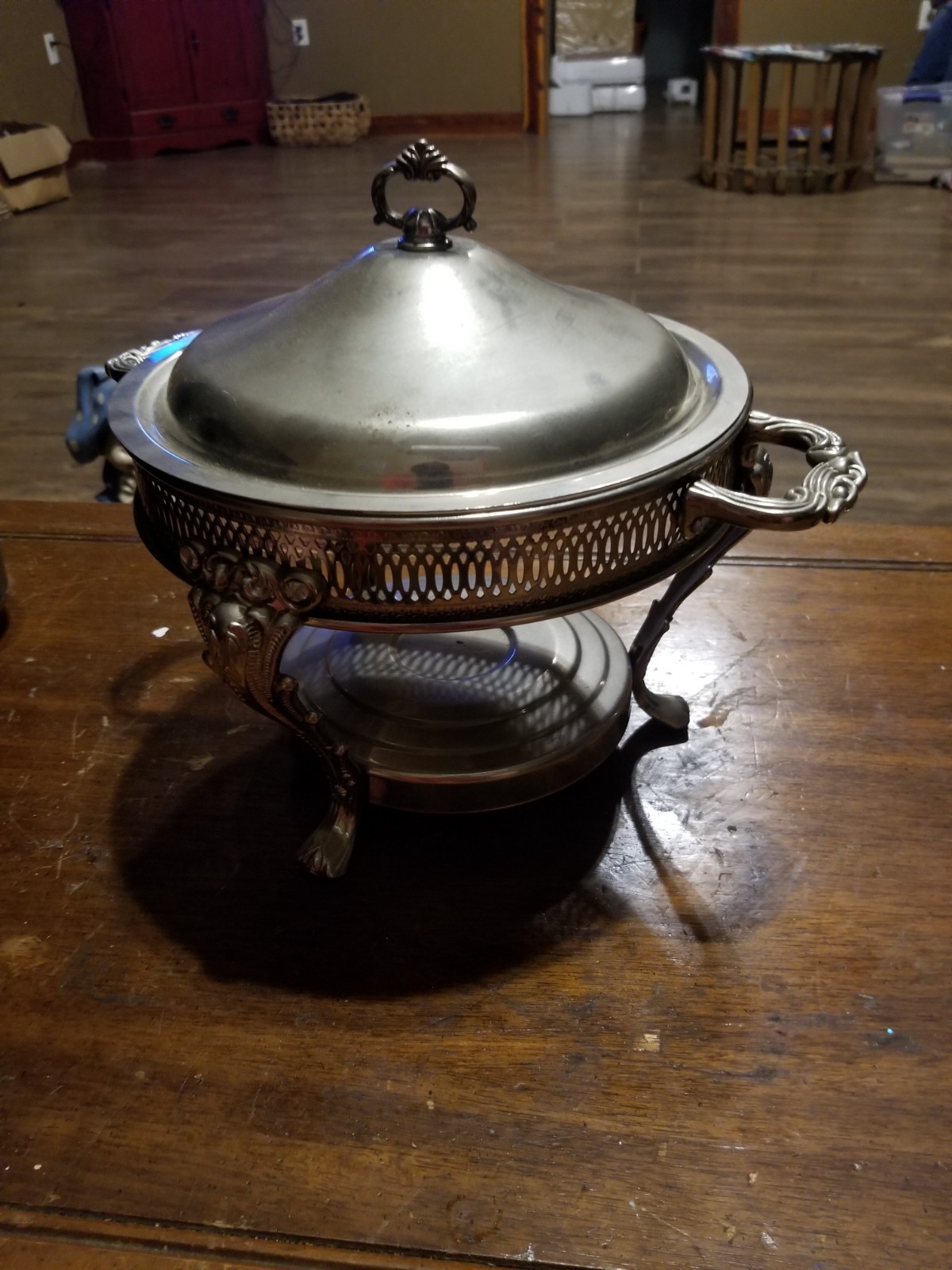Vintage Silver Plated Chafing Stand with Lid Vintage Collectible