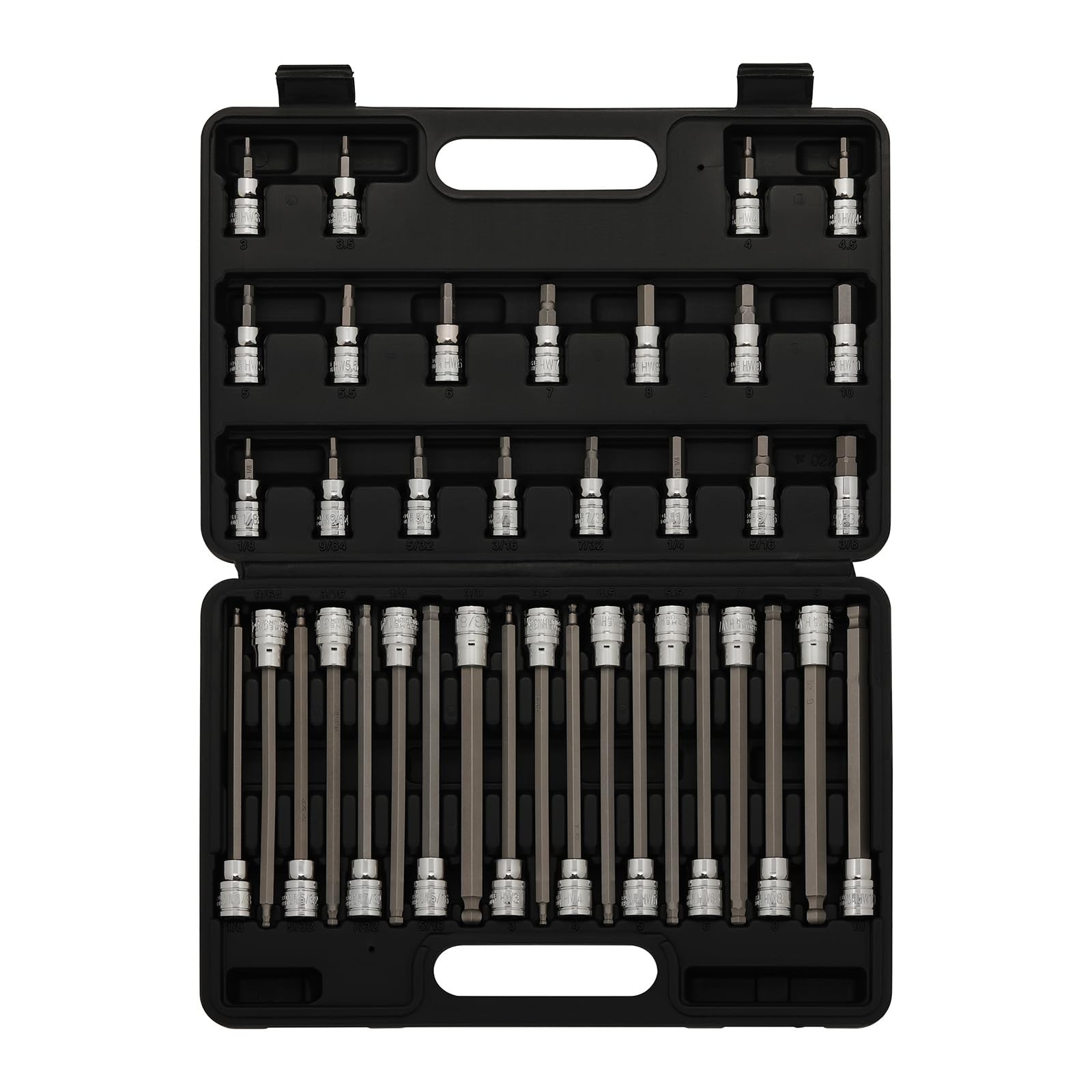 EMENTOL 38PCS 3/8" Drive Hex Bit Socket Set, CRV, S2 Steel, SAE/Metric, Extra...