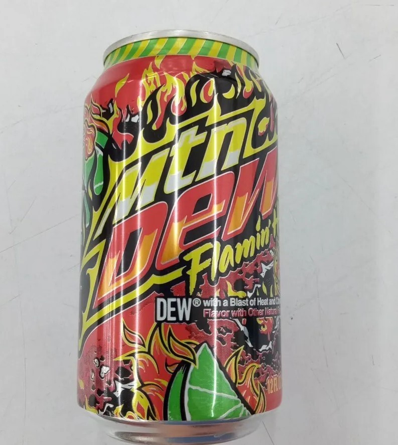 2 PACK Rare NEW Limited Edition Mountain Dew Flaming Hot Soda 2022 12oz Can