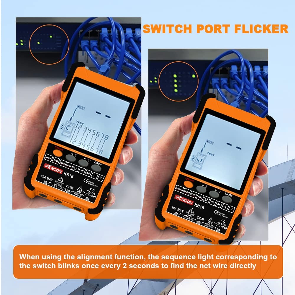 Netzwerk Kabel Tester POE Kabeltester mit LCDDisplay, Multimeter Strom Stroms...