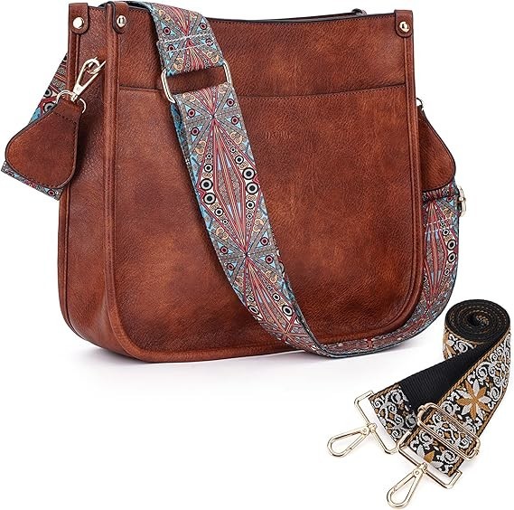 HKCLUF Crossbody Bags for Women Trendy Vegan Leather Hobo Handbags With 2PCS ...
