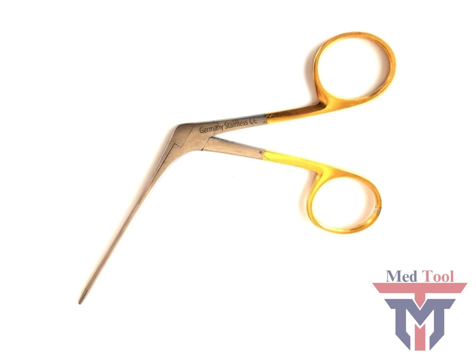Alligator Micro Ear Forceps 3.5" Serrated with Gold Handle Stainless Steel Tools