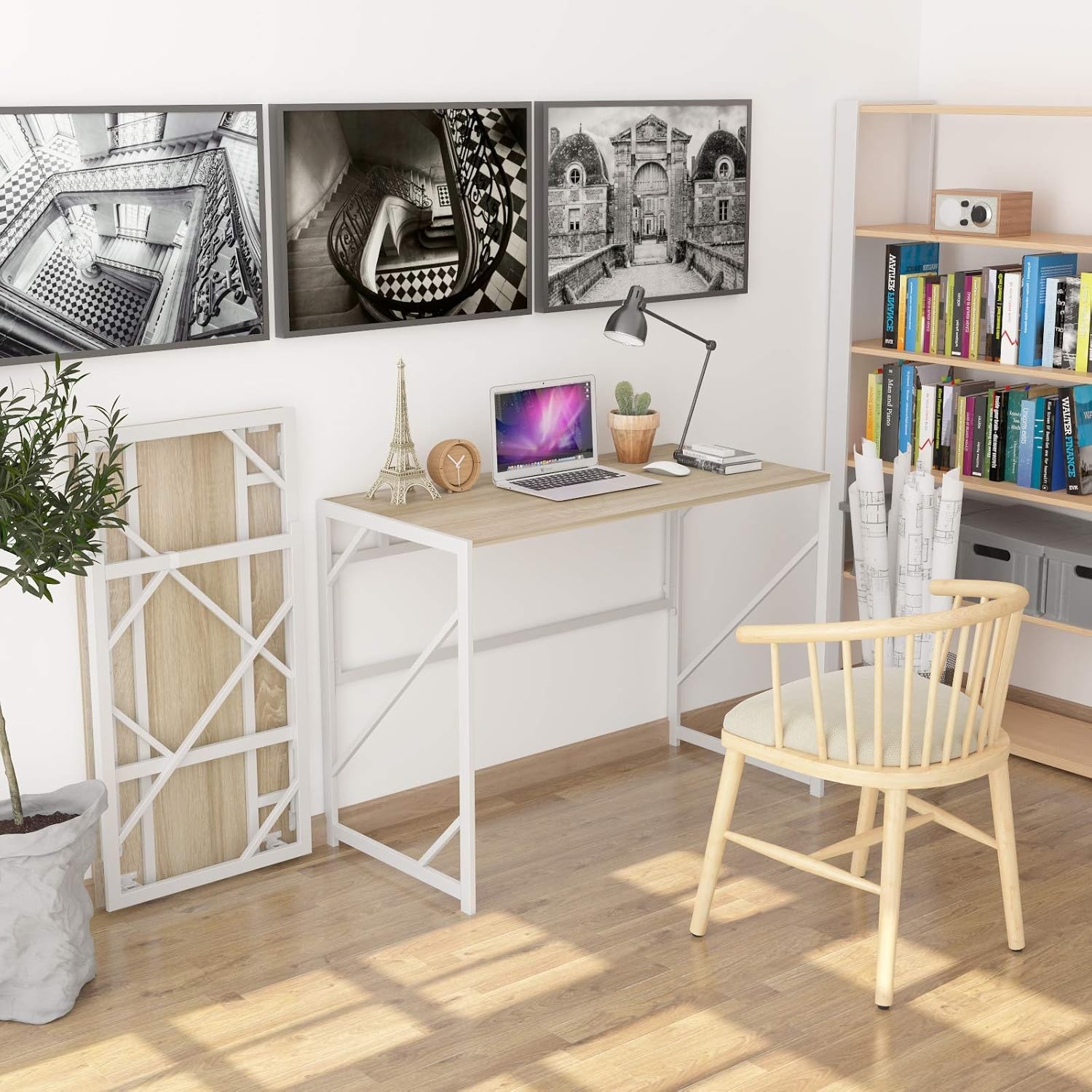 Desk Writing Computer Desk for Home Office, No-Assembly Study Office Desk