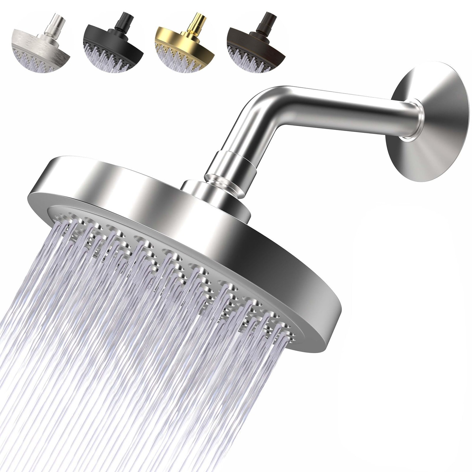 High Pressure Shower Head Anticlogging Silicone Nozzles 2.5 Gpm Removable Restri