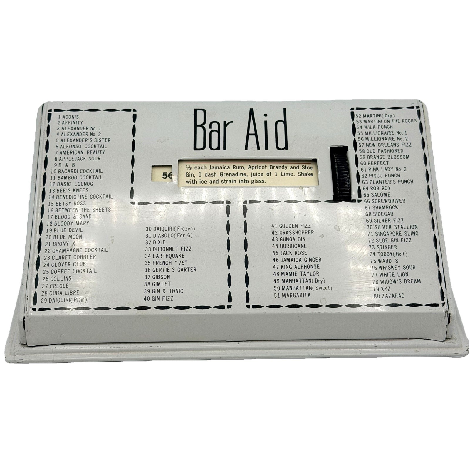 Vintage 1950s Roll Bar Aid Mid Century MCM Art Deco Recipes Cocktail Guide Metal