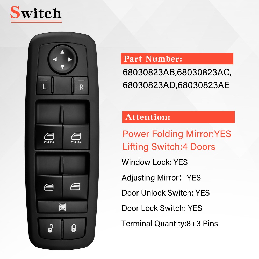 68086693AC For 2011-2013 Dodge Durango Front Driver Master Power Window Switch
