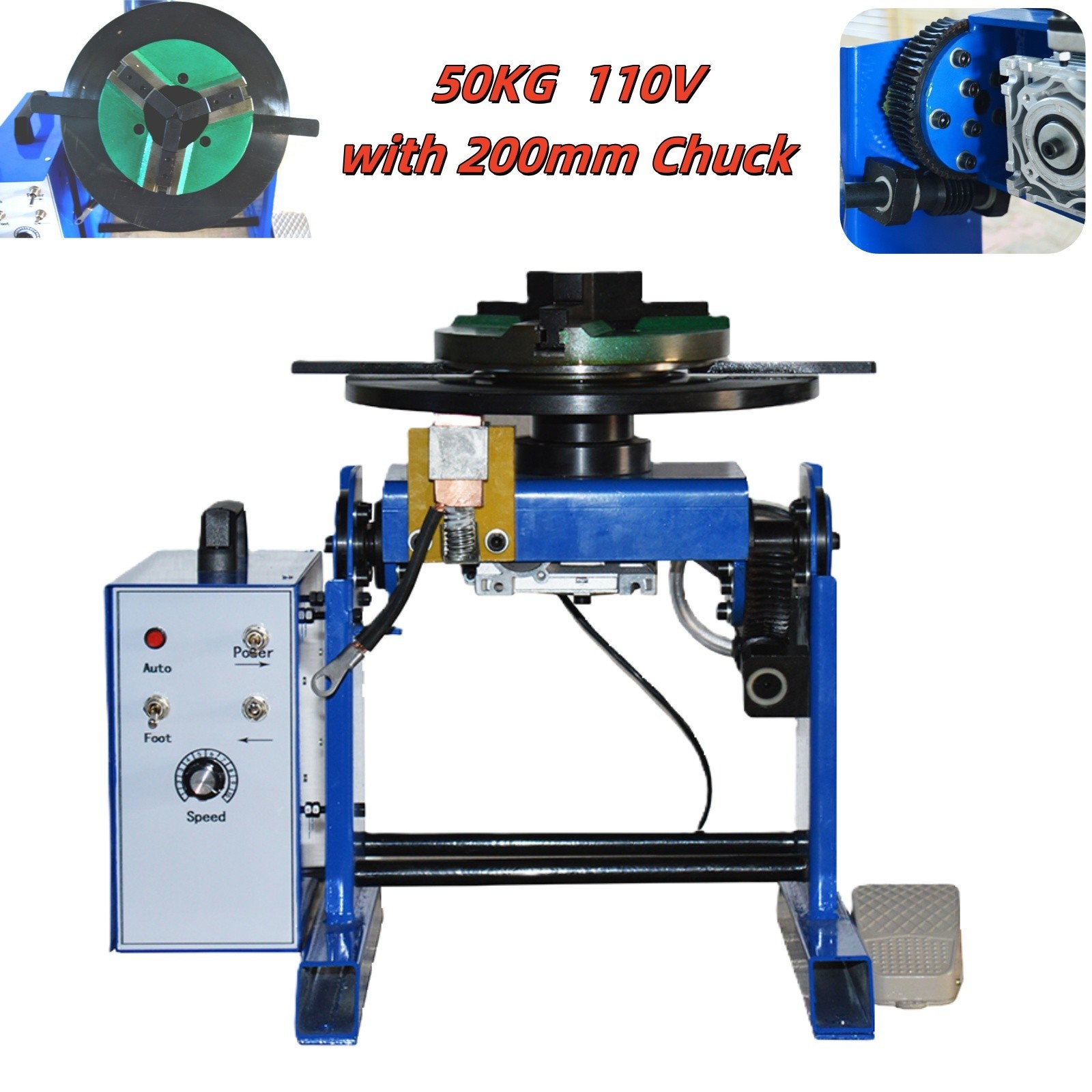 110V 50KG Welding Positioner Turntable with 200MM Chuck Rotary Welding Bench
