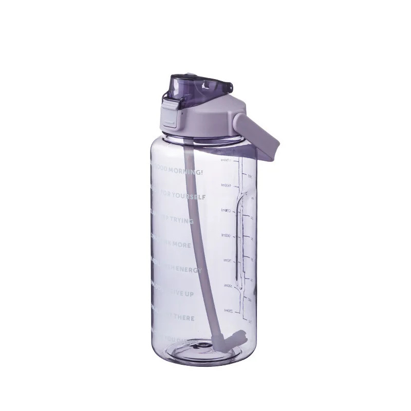 2000Ml Sports Drinking Bottles with Time Marker Men Women Water Bottle with Stra