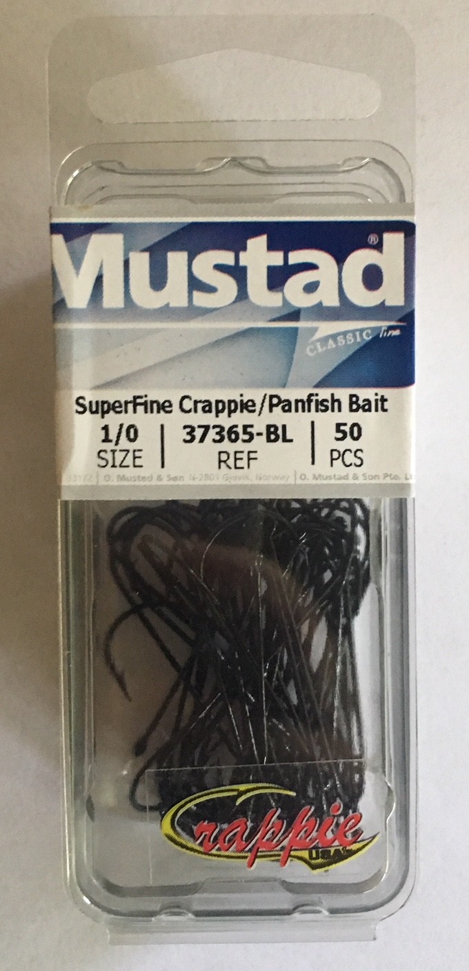 50 Mustad 37365-BL Black  Superfine Crappie Panfish Bait Hooks Sizes Choose