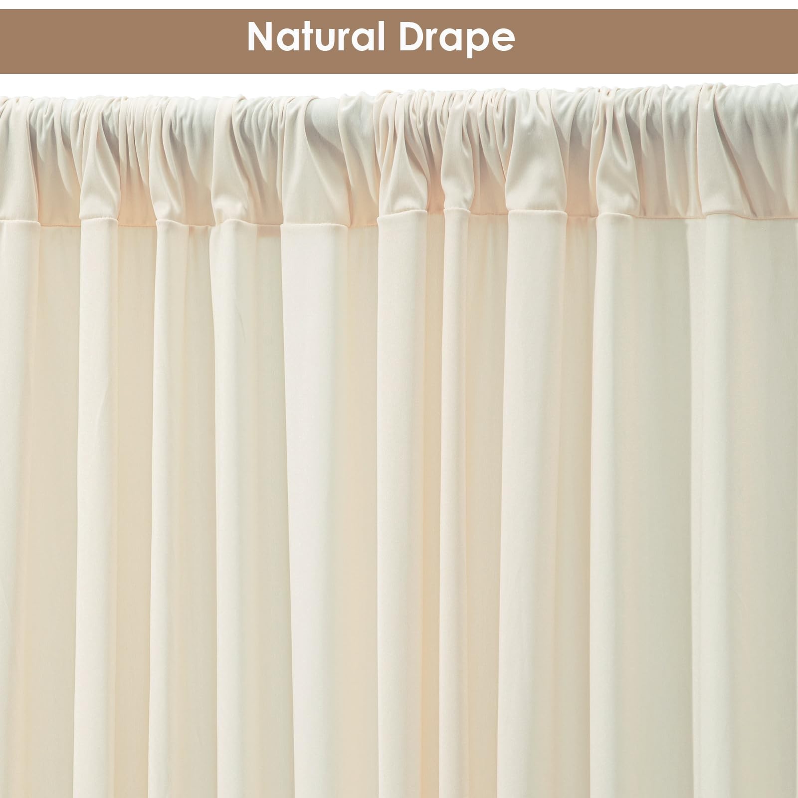 Esgotbme 10X10Ft Wrinkle Ivory Backdrop Curtain For Parties Soft Fabric Drapes