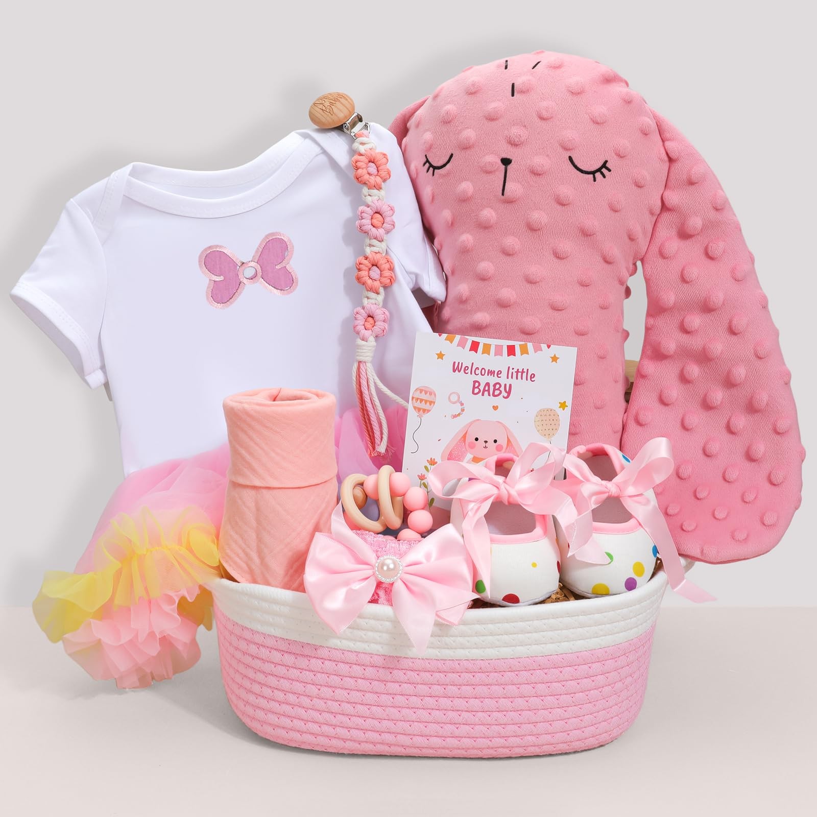 Baby Girl Gift Basket | Welcome Home Newborn Baby Girl Gift Set with Dress, H...