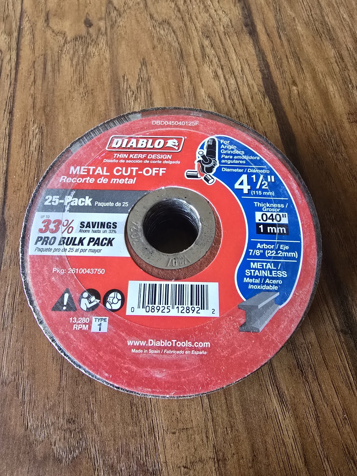 Diablo 4-1/2" x .040" Thin Kerf Metal/Stainless Angle Grinder Cut-Off Wheels