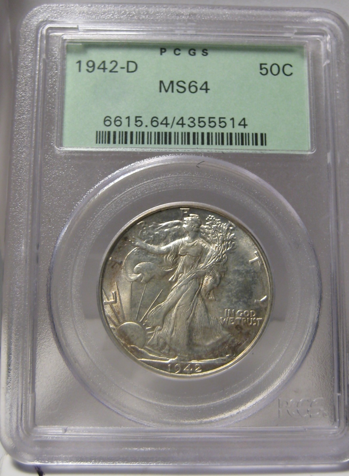 1942-D PCGS MS 64 SILVER LIBERTY WALKING HALF - OLD GREEN HOLDER  (nl)