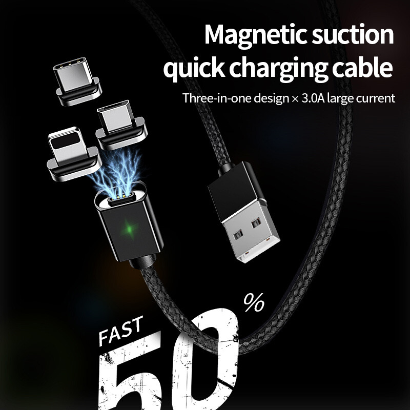 Magnetic Type C Cable Fast Charger Micro USB Charging Data For Samsung Xiaomi