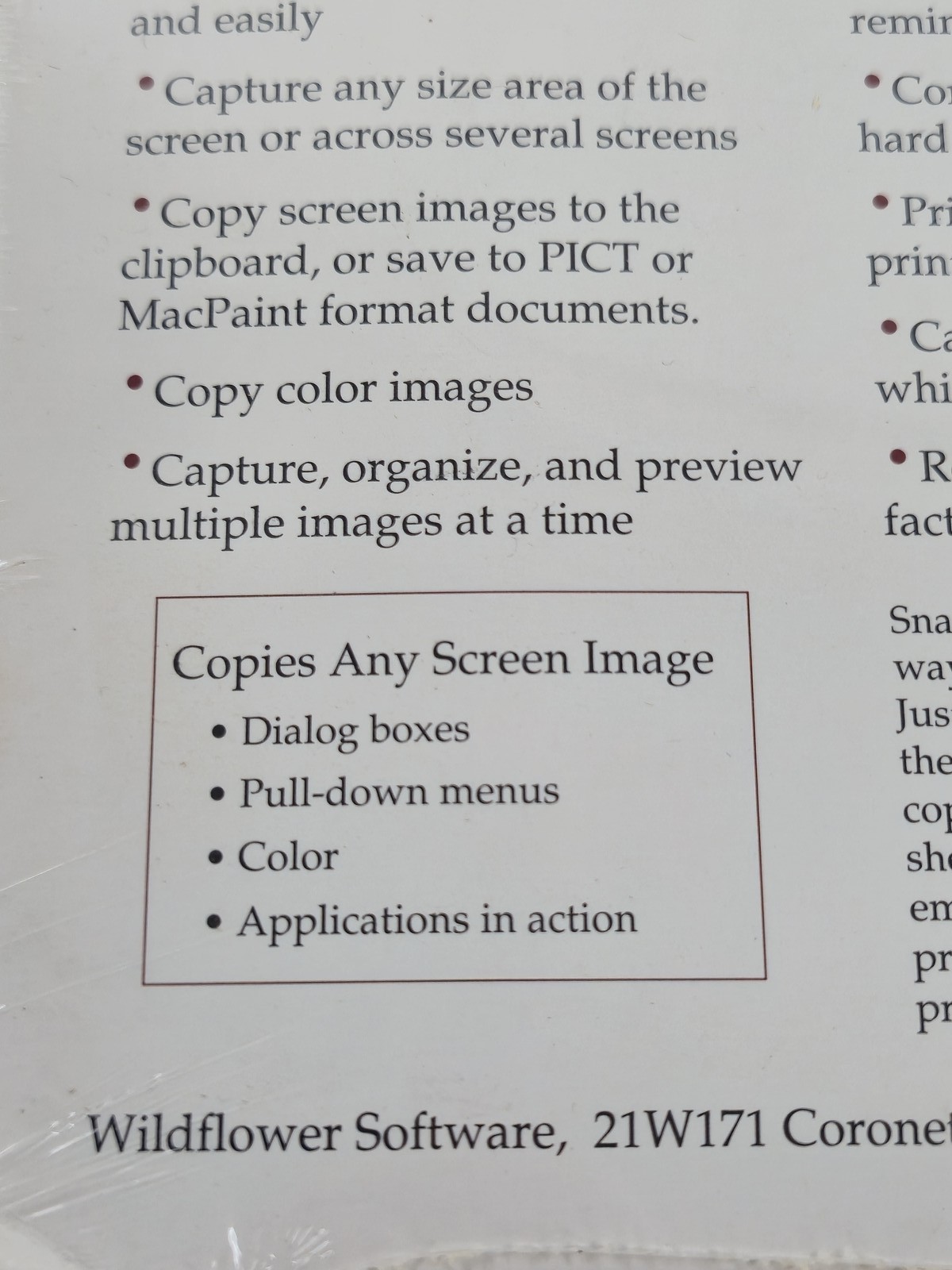 SnapJot Version 3.0 Macintosh Screen Capture Utility Software Wildflower