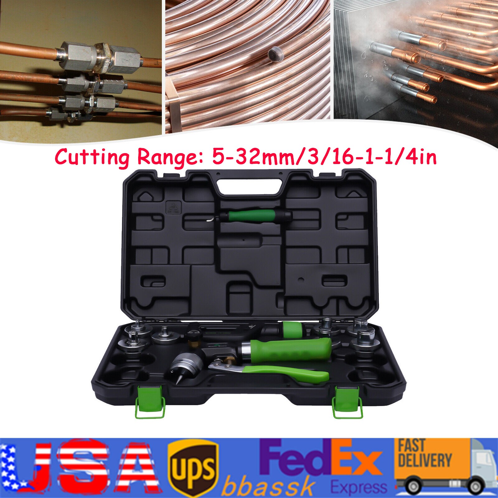 Hydraulic Swaging Tool Kit HVAC w/ Tube Cutter for Copper Tubing Expanding NEW