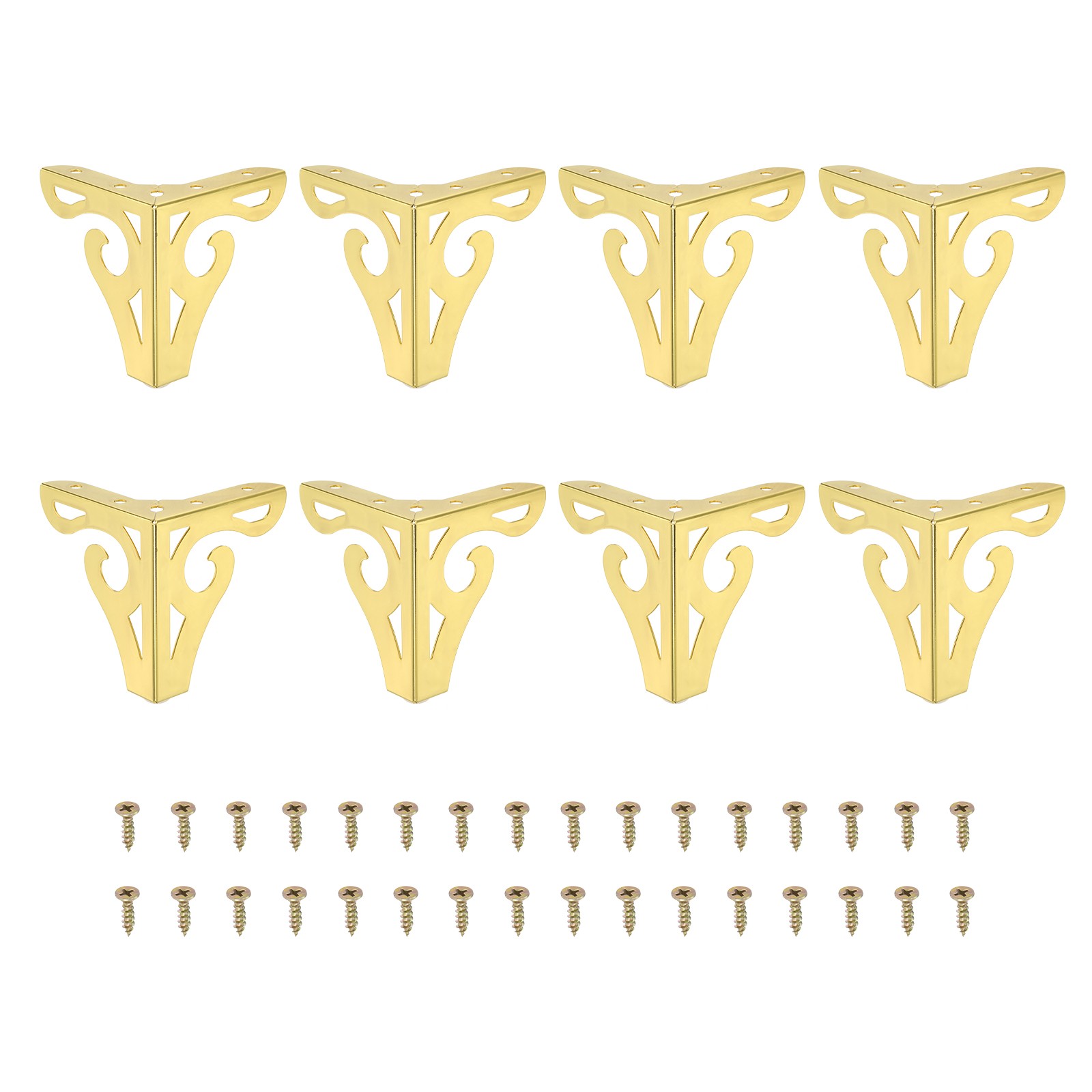 8Pcs 3.7 Inch Hollow Out Furniture Legs,Metal Triangle Replacement Feet, Gold