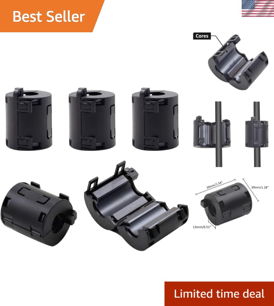 Pack of 5 Ferrite Filter Core Material 31 Mix ID 1/2" 13mm