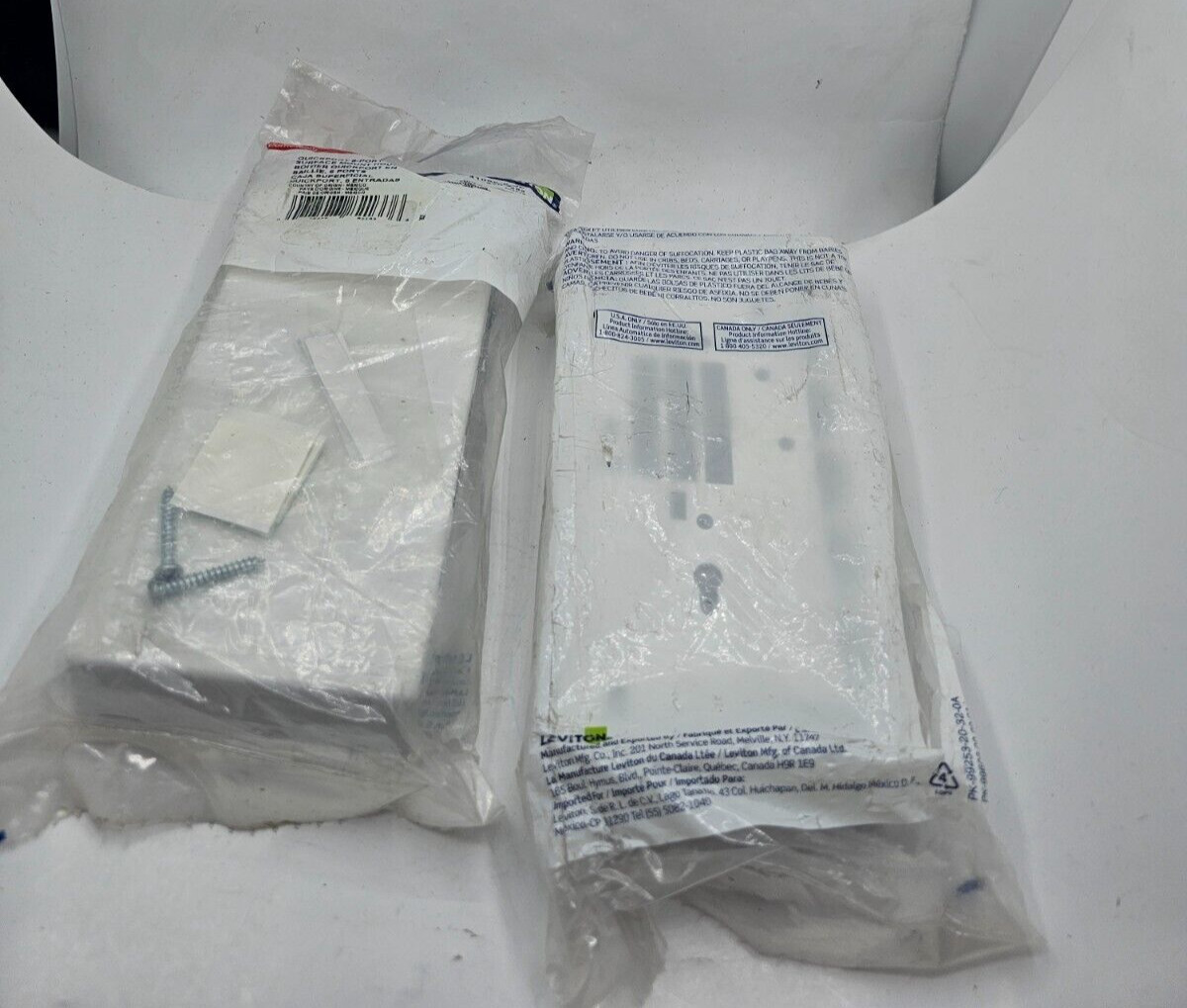 (QTY 2) Leviton 41089-6WP White Plastic 6-Port Ethernet QuickPort Surface Mount