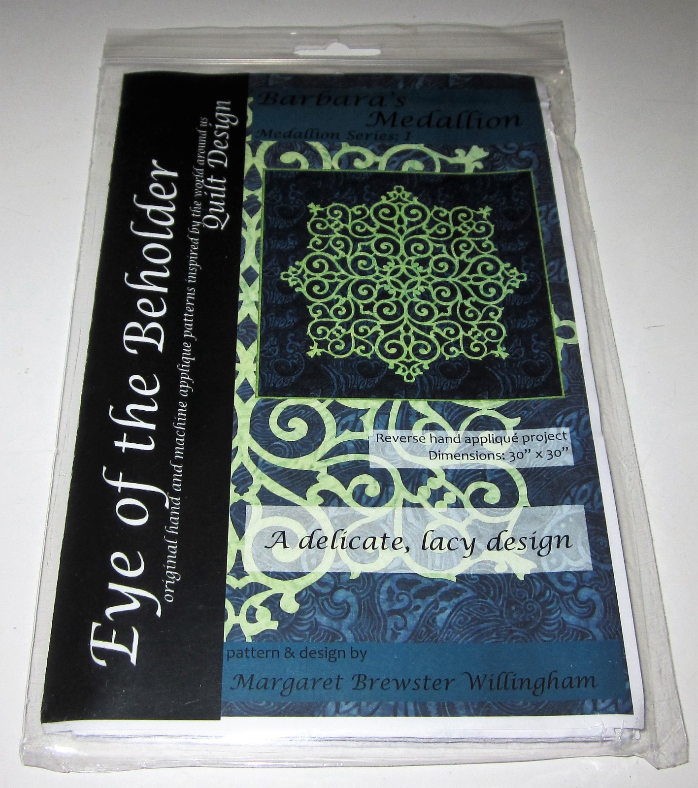 BARBARAS MEDALLION Reversed Applique Quilt Pattern 30" x 30"