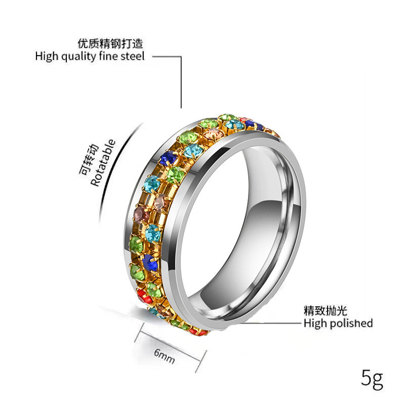 Unisex CZ Stainless Steel Ring Men/Women's Wedding Band Rings Gold Silver 8-10