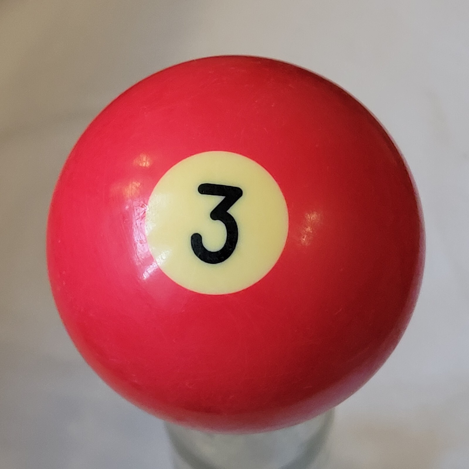 Vintage Number 3 Red Replacement Pool Billiard Ball Dot Lightly Yellowed Dot