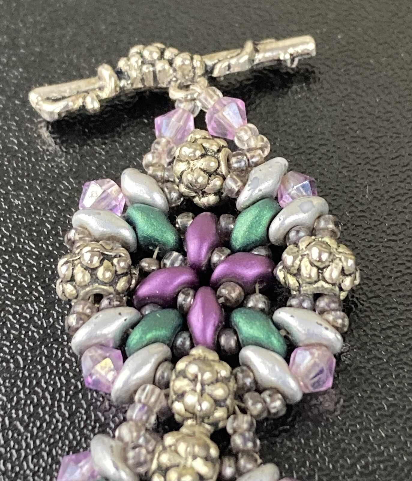 Starflower Handmade Beaded Toggle Bracelet 8.75”