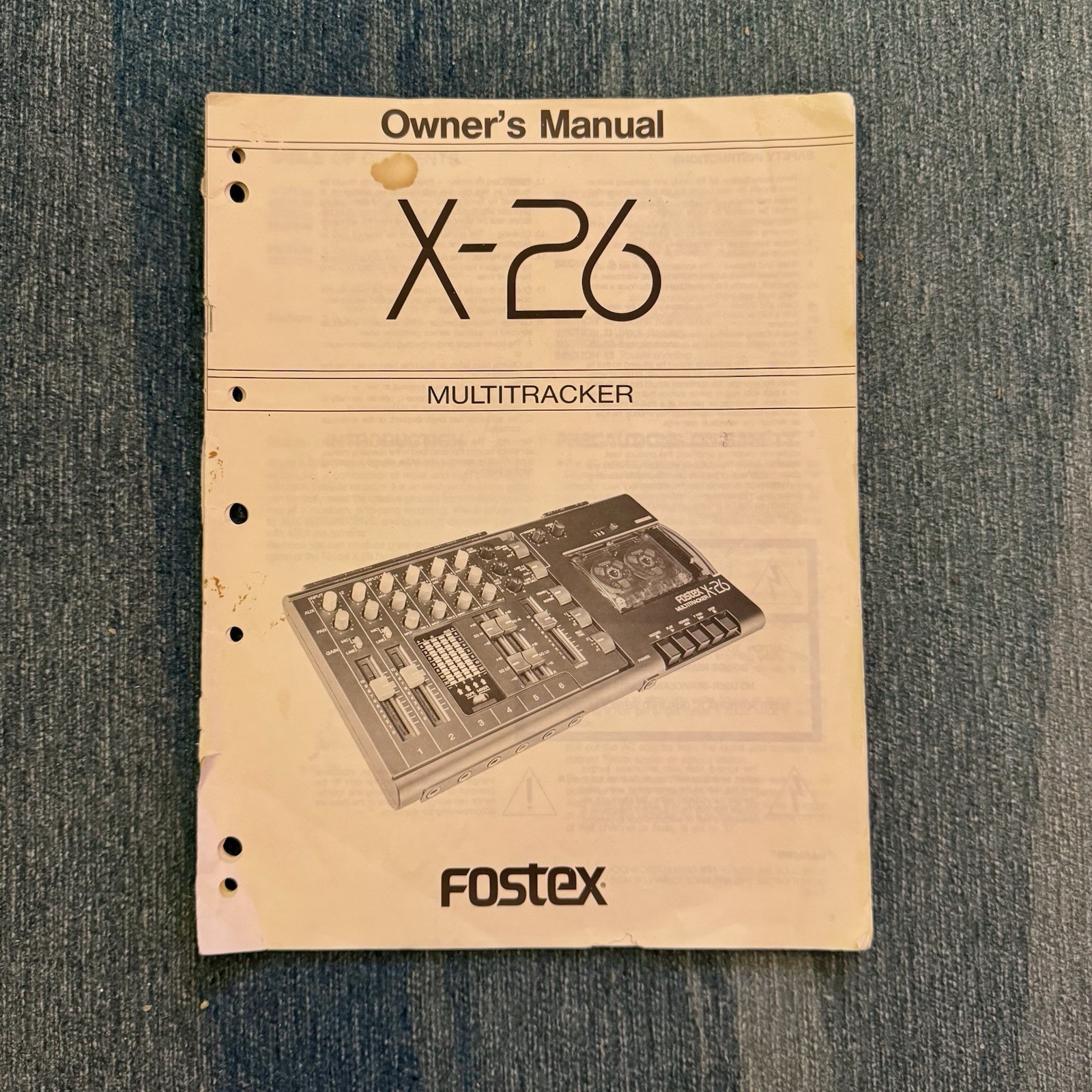 Fostex X-26 Multitracker Owners Manual (Original Copy) - July 1988