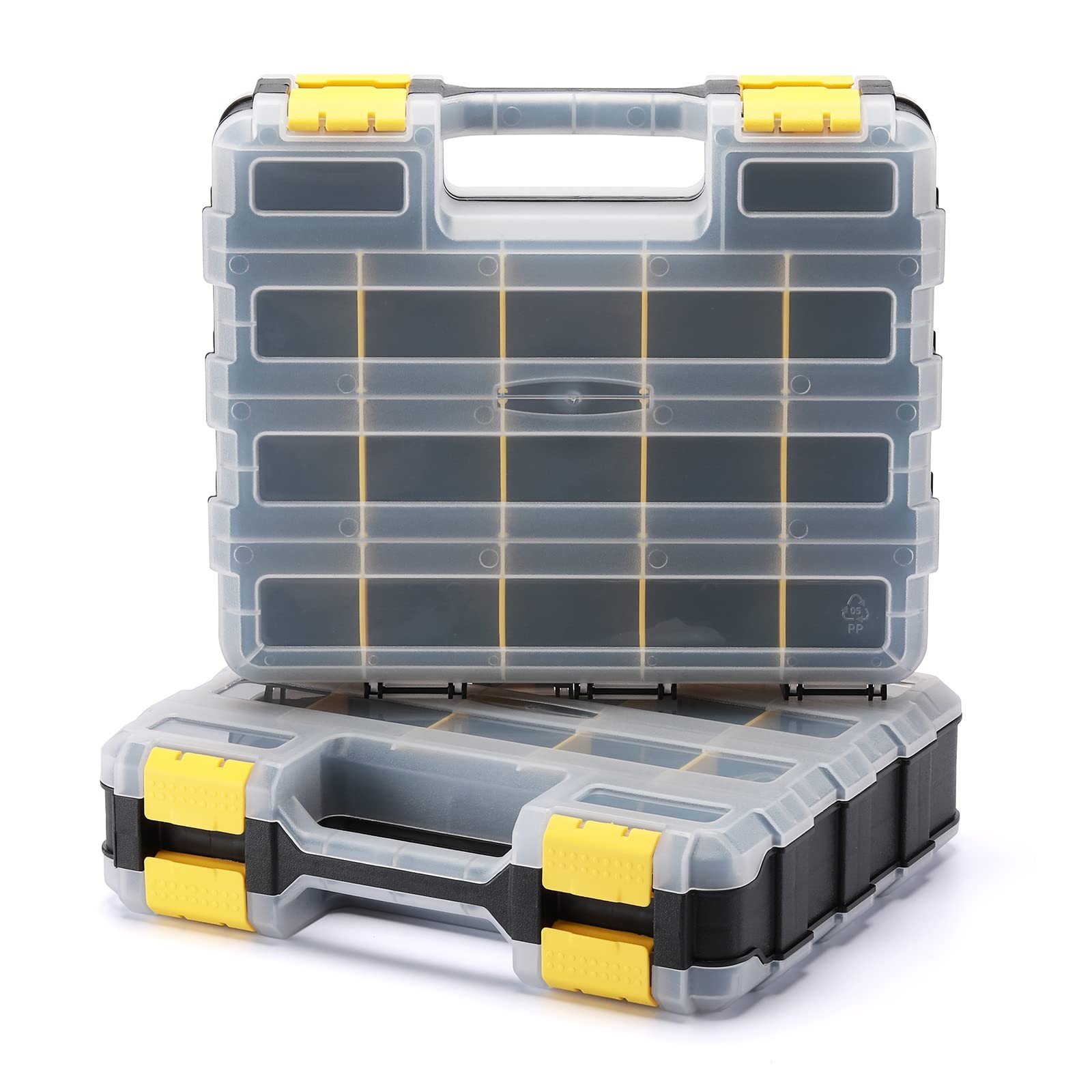 2PCS Double Side Tool Organizer with Customizable/Removable Plastic Dividers,...