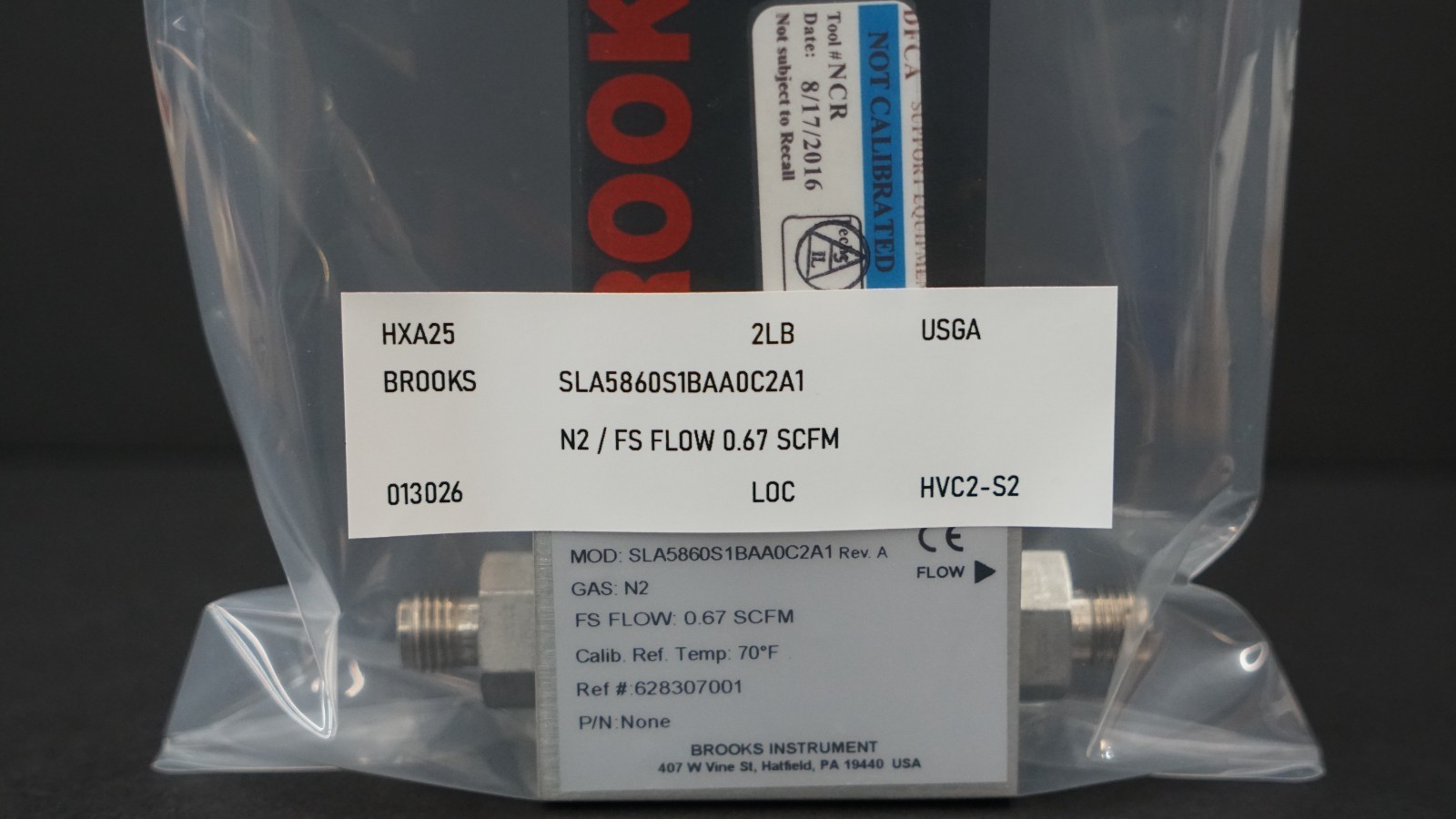 Brooks Instrument SLA5860S1BAA0C2A1 Mass Flow Controller, N2, 0.67 SCFM FS FLOW