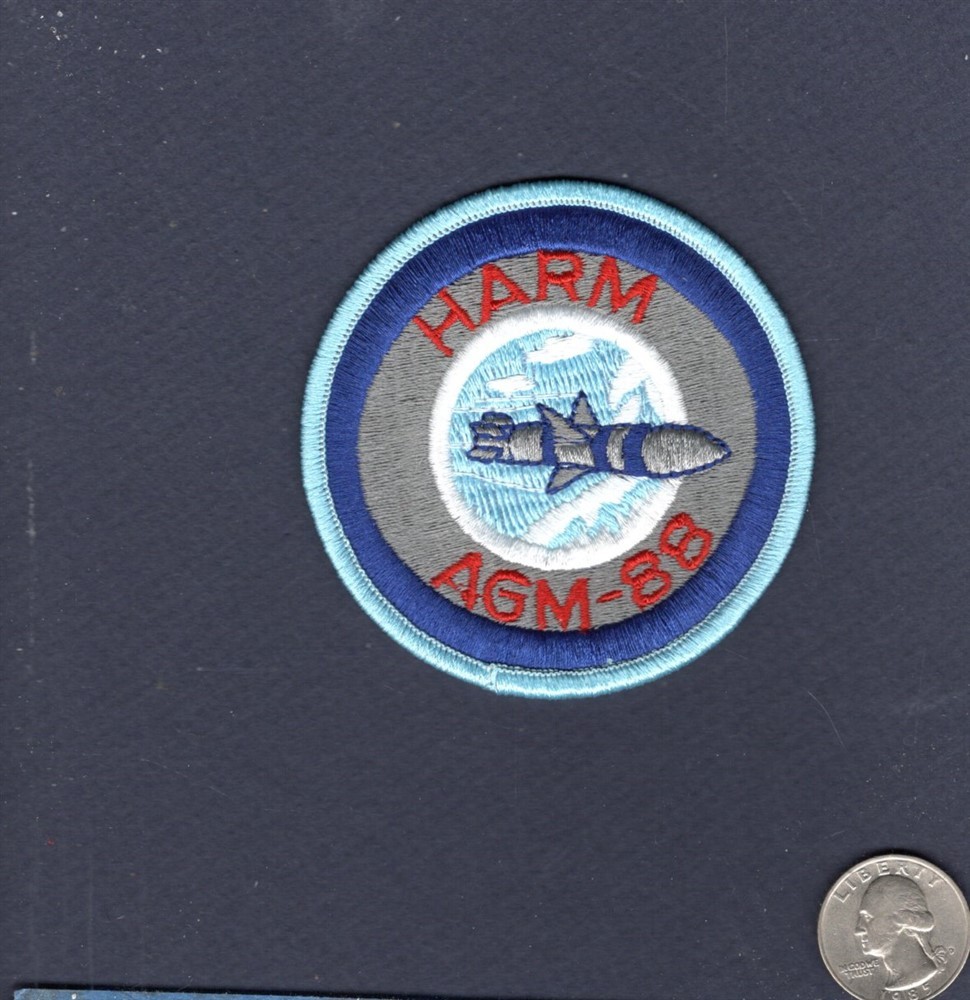 AGM-88 HARM MISSILE Shooter USAF US NAVY USMC Squadron Raytheon Weapon 3" Patch