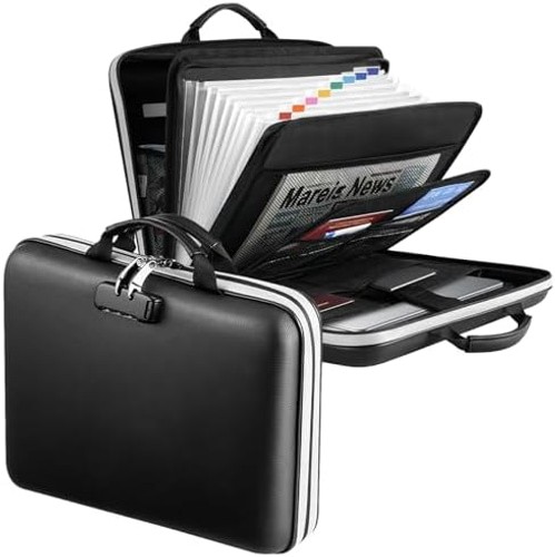 Dadanism 5200℉ Fireproof File Organizer with Combination Lock, Hard Shell Mul...