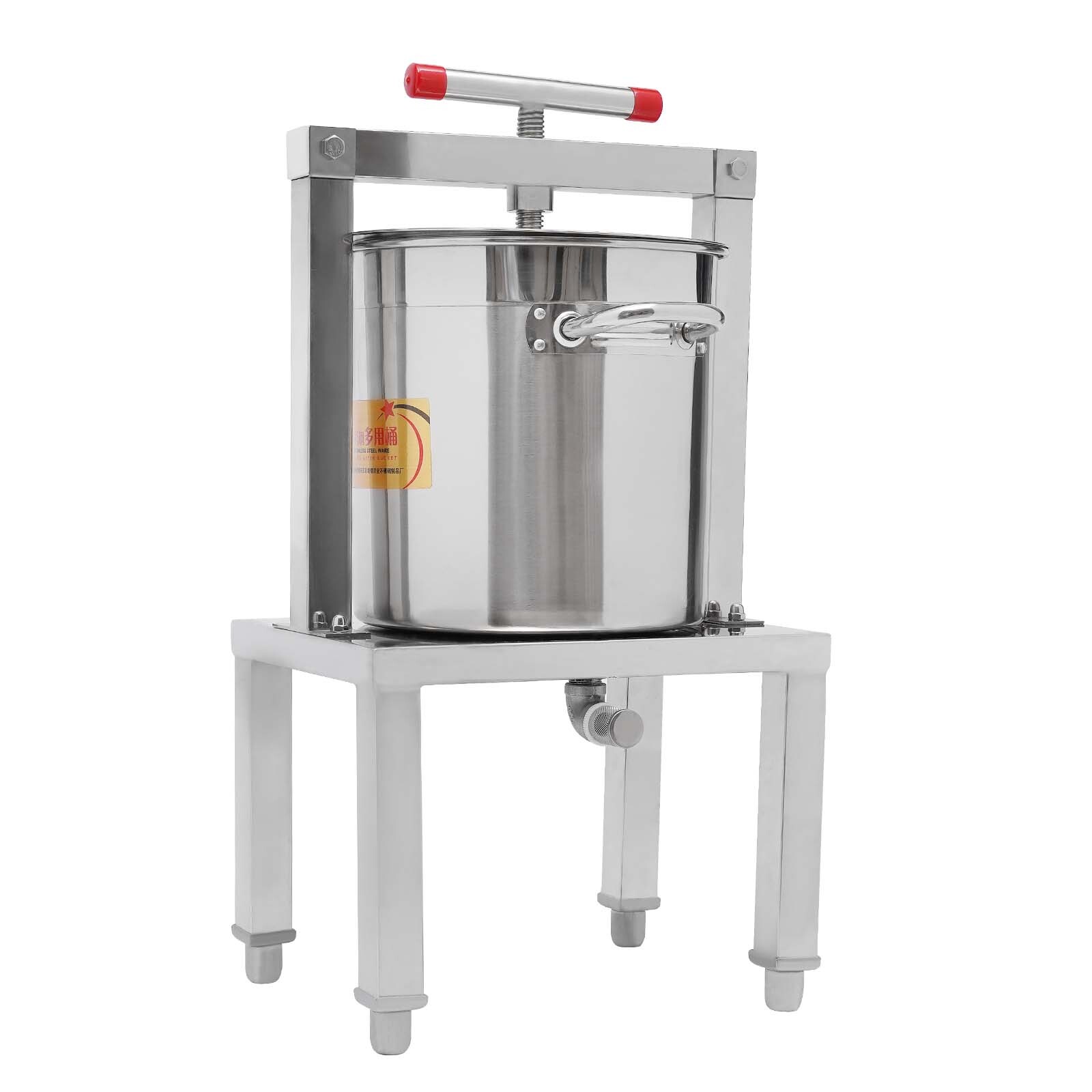 Grape Press 3.5 Gallon Stainless Steel Fruit Wine Press with Height Adjustable