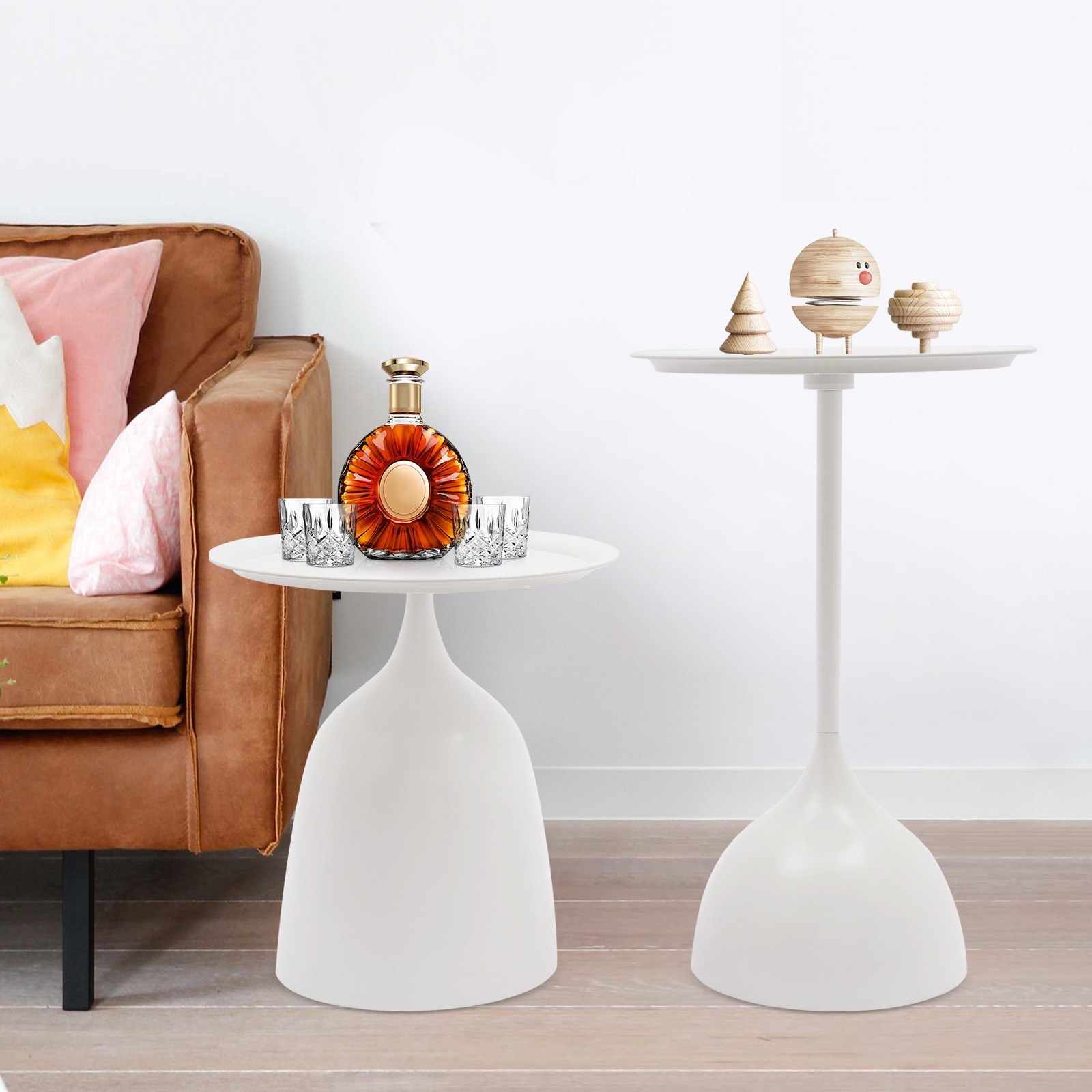 Round Side Table End Table Set Sofa & Console Table Pedestal Bar Coffee Tables