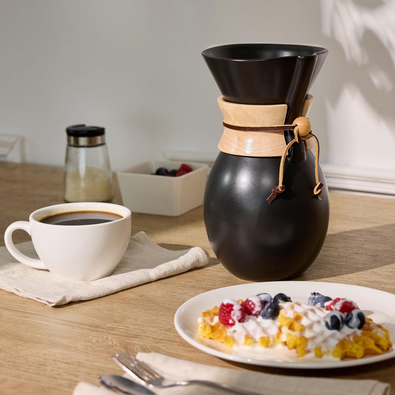 Ceramic Pour Over Coffee Maker with 20 pcs Paper Filter, 8-Cup, 34oz, Pour Ov...