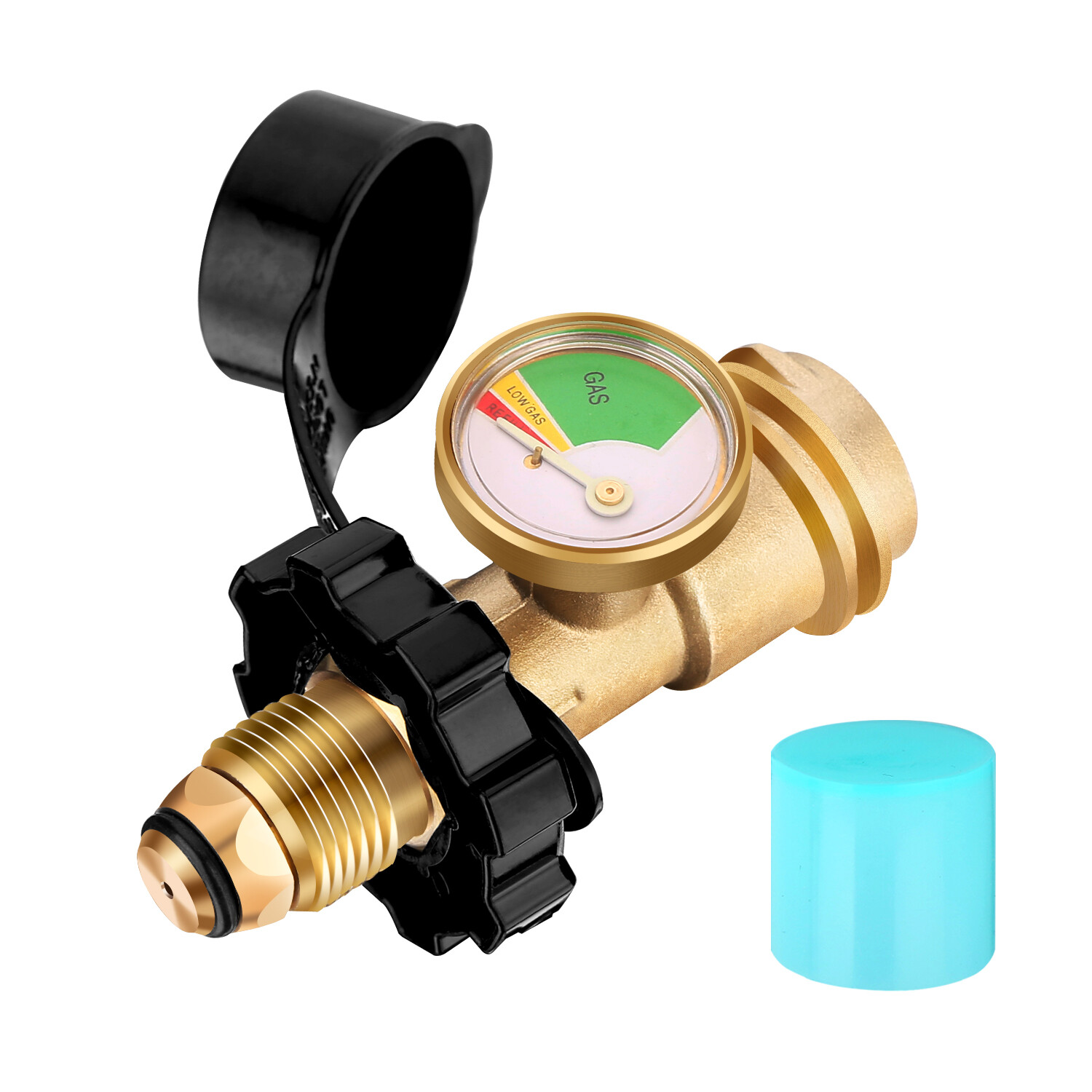 Propane Tank Adapter with Gauge Converts POL LP Tank Service Valve QCC1 / Type 1