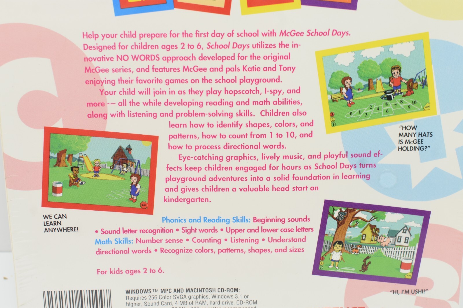 McGee School Days Big Box Educational Software Pre-School 1994 CD-ROM Win/Mac