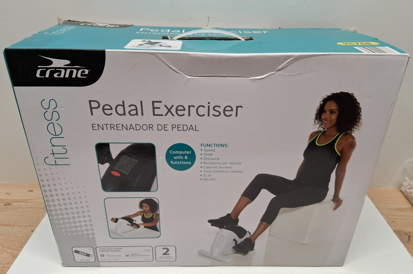 Crane Pedal Exerciser Portable Arm & Foot Cycle Sitting LCD Display New Open Box